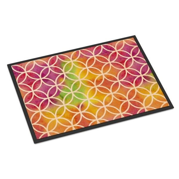 Jensendistributionservices Watercolor Rainbow Geometric Circles Indoor or Outdoor Mat, 18 x 27 in. MI2550910 - main
